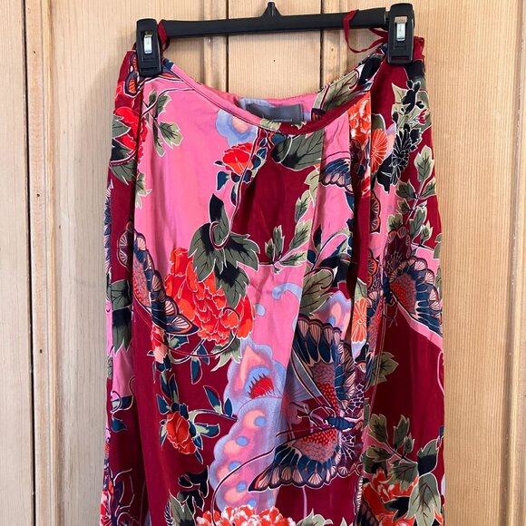Anthropologie Womens Brina Faux Wrap Butterfly Satin Skirt Size 6 Pink SP EXC - Picture 5 of 12